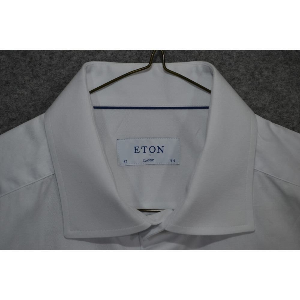 Eton Classic Shirt Mens 16.5 42 White Twill Dress Long Sleeve Spread Collar